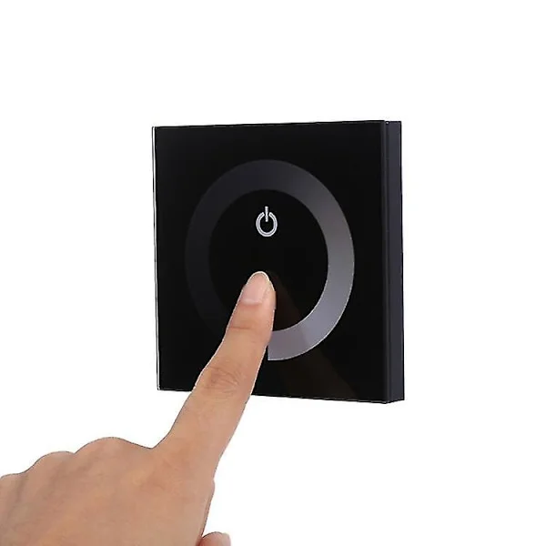 DC 12V-24V Dimmerbrytare Väggmonterad Touch Panel Controller, Monokrom LED-remsa Ljusstyrka Justerbar Dimmer, Touch Screen LED Dimmerbrytare (svart)