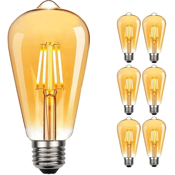 Vintage Edison-lamppu, 6 kpl lämminvalkoinen Edison LED-lamppu E27 Retro-lamppu - (6 kpl-4w)