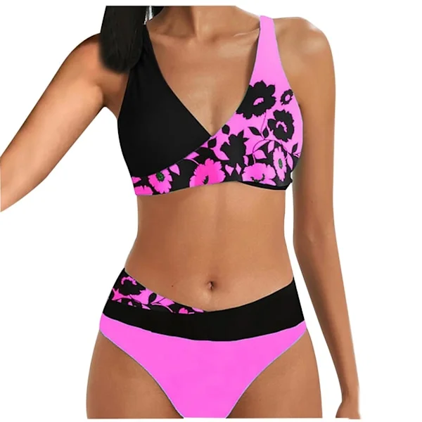 Badedragt Dame Badedragt Dame Print Sæt Badedragt Todelt BH Badetøj Strandtøj Dame Bikini Badedragter Hot Pink