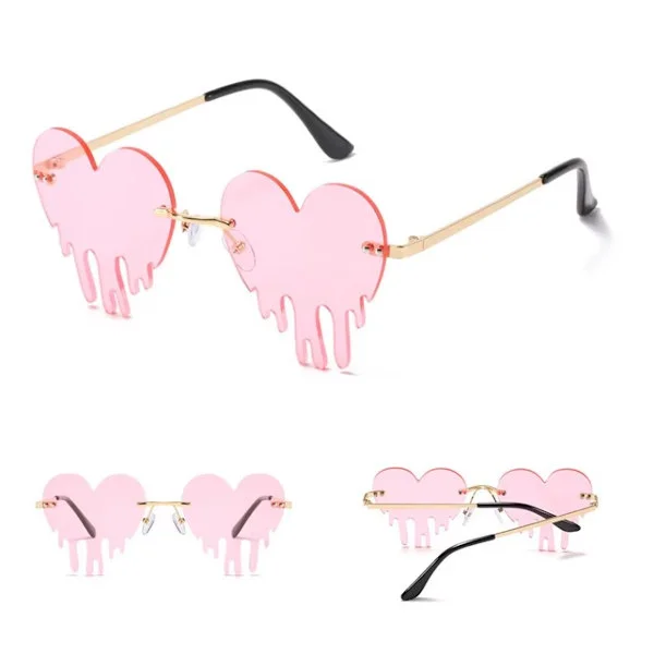 Hjärta glasögon - Festivalglasögon - Raveglasögon - Smältande hjärta - Rosa