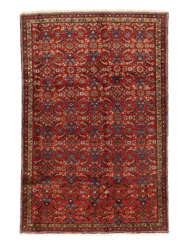 Hand Knotted Oriental Mahal Rug 160X245 Dark Red/Black