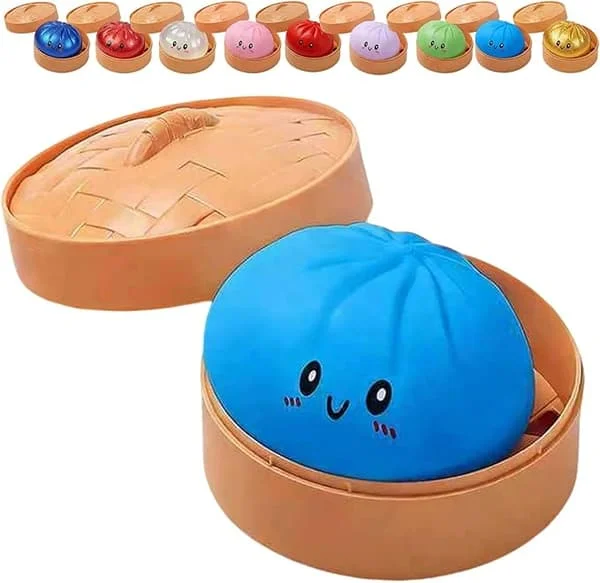 Glitter Dumpling, Glitter Dumpling Squishy with Box, Dumpling Sensory Squeeze Toy for Stress Relief