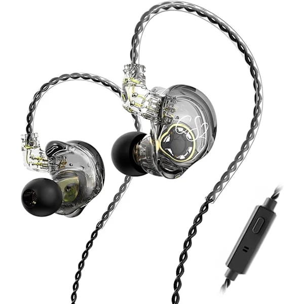 In-ear-hodetelefoner, 10 mm 1dd Hifi In-ear Monitor Bass-ørepropper, Treningsstudio, Løping, Kirketrommeslagere (med mikrofon)