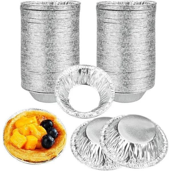 250 st engångs aluminium pajformar, äggpajer, aluminiumfolieformar, mini, non-stick, för bakning av pajer, muffins, puddingar och gelékakor