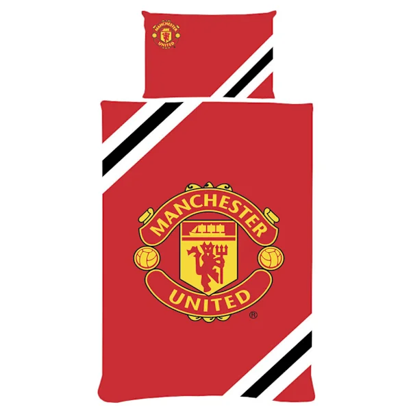 Manchester United FC Core Stripe Påslakan Set Enkelsäng Röd/Gul