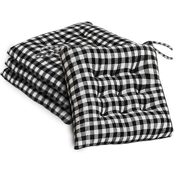 Set med 1 st Stolsdynor Fyrkantiga Rutiga Stolar Sittdyna för Kök Matsal Trädgård Stolsdynor med Snören 40 x 40 cm Tjock Mjuk Bekväm Sittplats för I