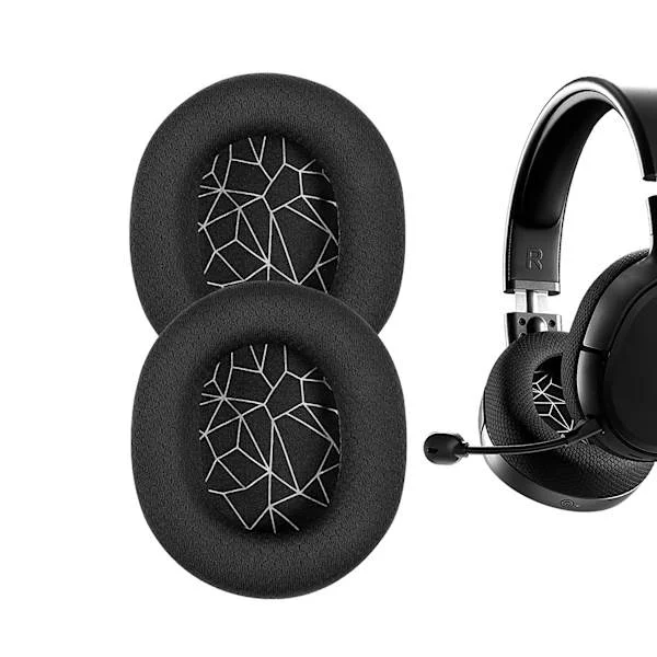 Velour Fabric Replacement Earpads, Compatible with SteelSeries Arctis Gaming Headphones (Silver Print)