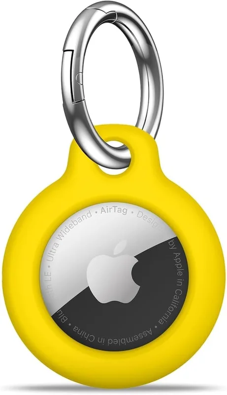 Airtag-hållare Air Tag-fodral med nyckelring, reptålig Airtags-nyckelring för Apple Air Tags, Airtag-tillbehör för GPS-objektfinnare, gul