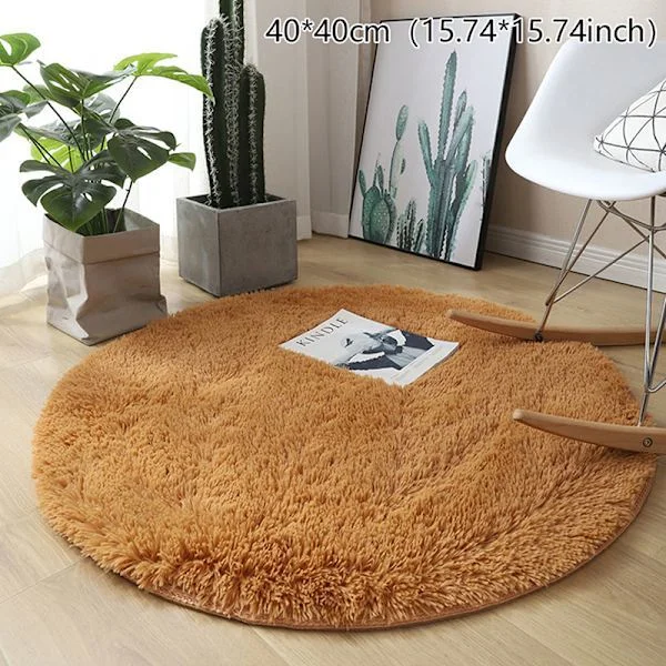 Pörröinen villamatto olohuoneen matto tekoturkis pyöreä matto lastenhuone keltainen 40*40cm keltainen