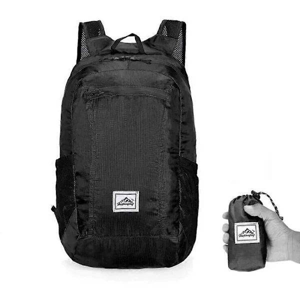 Lightweight Foldable Backpack Waterproof Backpack Foldable Bag Ultralight Outdoor Backpack for Women Men Travel Hiking Black