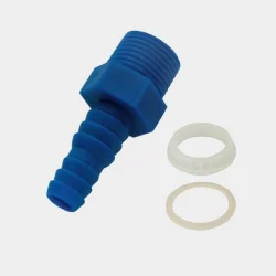 Anslutningsnippel för tankar CAN-SB, rak, 3/8", Ø10 / 12 mm, med bypass, blå, plast
