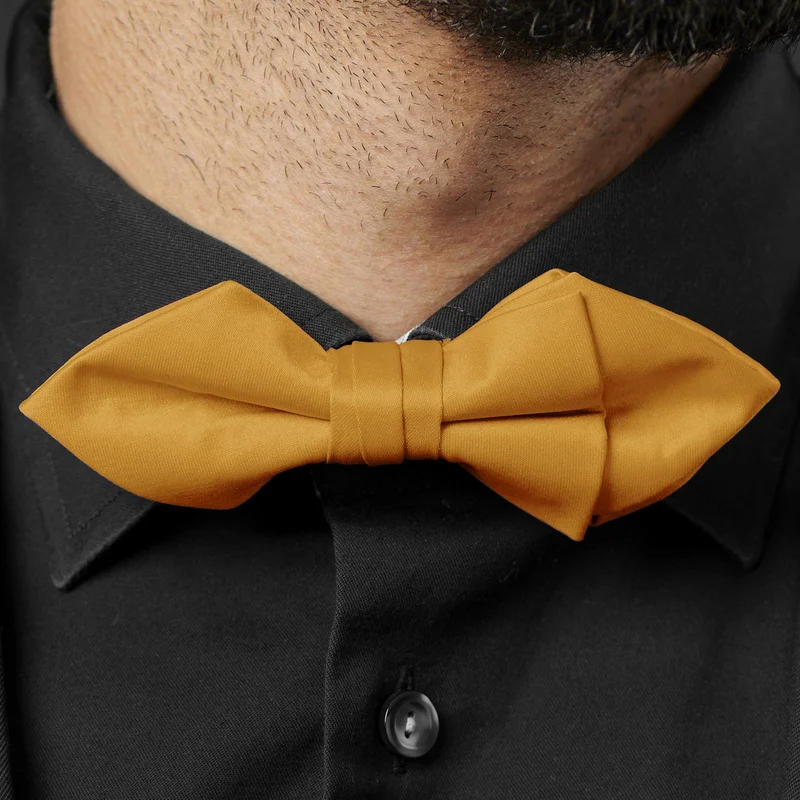 Autumn Yellow Basic Pointy Pre-Tied Bow Tie for Men - Pre-tied bow ties