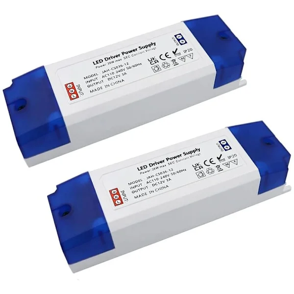12V LED-transformator, 230V till 12V LED-transformator, 0-36W LED-transformatordrivrutin, konstant spänningsförsörjning för under skåpbelysning, LED-