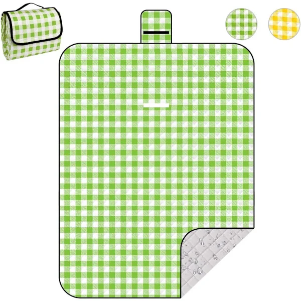 Picnicmåtte - Campingmåtte - picnictæppe - Picnic Campingtæpper - bærbart udendørstæppe til familier - vandtæt - foldbart - grønt