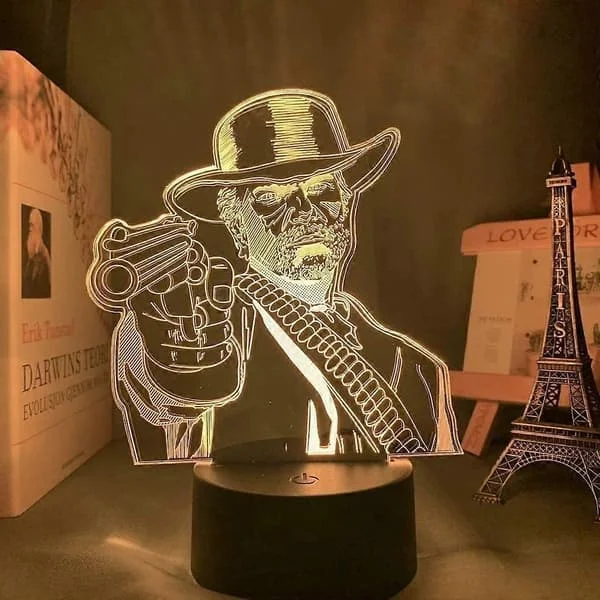 SBSG EKfperu LED Night Light - 3D Illusion Light - Game Red Dead Redemption 2 Gift Acrylic 3D Lamp for Game Room Decoration Night Light RDR2 Arthur (