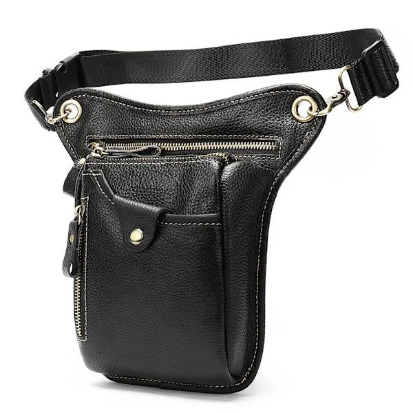 【BQ】Men's Wallet Genuine Leather Shoulder Bag Hip Bag Leg Bag Motorcycle Bag
