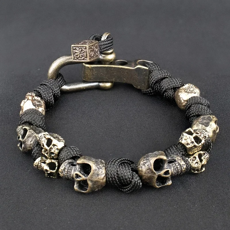 AliExpress - Das Totenkopf-Armee-Paracord-Armband für Herren, Vintage-Skelett-Paracord, gewebtes Armband, Gothic, verstellbar, geflochtener Handschnur