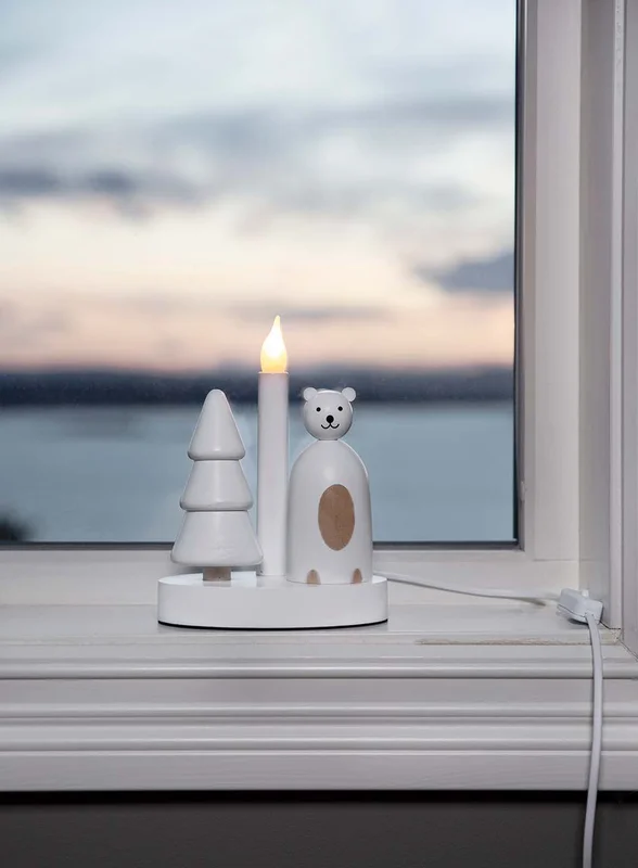 Star Trading Adventsstake 1-lys - isbjørn - Hvit