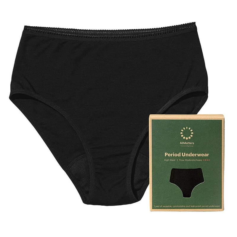 AllMatters Menstruationstrusser High Waist Moderat/Kraftig Sort L, Medicin & Pleje, Bind & Indlæg, Menstruationstrusser