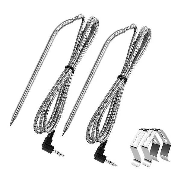 2-pack för köttprober, rökgrill temperatursensor pellet grill tillbehör med probklämma