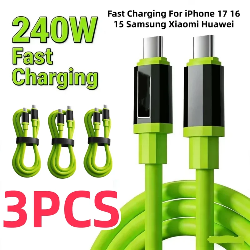 AliExpress - 3/1 Stück 240W Typ-C-auf-Typ-C Superschnelles Ladekabel Universelles Hochleistungs-Ladegerät USB-Kabel 6A USB-C-Kabel für iPhone Samsung