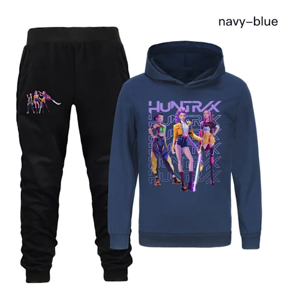 Kpop Demon Hunters barn sweatshirt hoodie och byxset svart