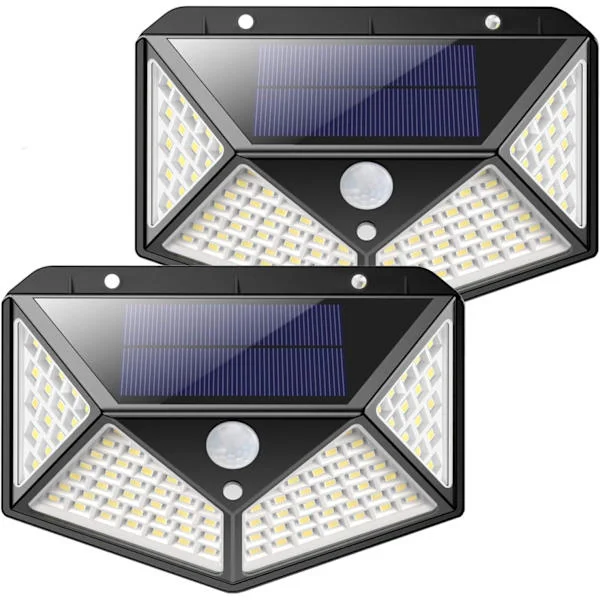 Solcelle Utelampe 100 LED, 2-pakks solcelle utebelysning