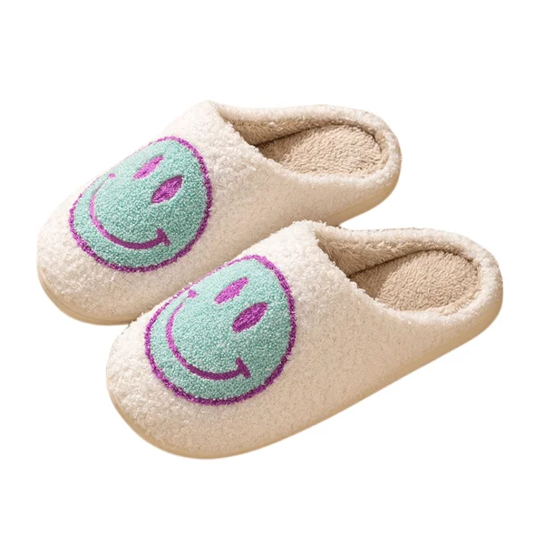 Behagelig Smiley Face Plys Hjemmesko Hyggelig Plys Varm Slip-on Hjemmesko med Memory Foam Hjemme Slip-on Pels Hjemmesko Polstret Hjemmesko