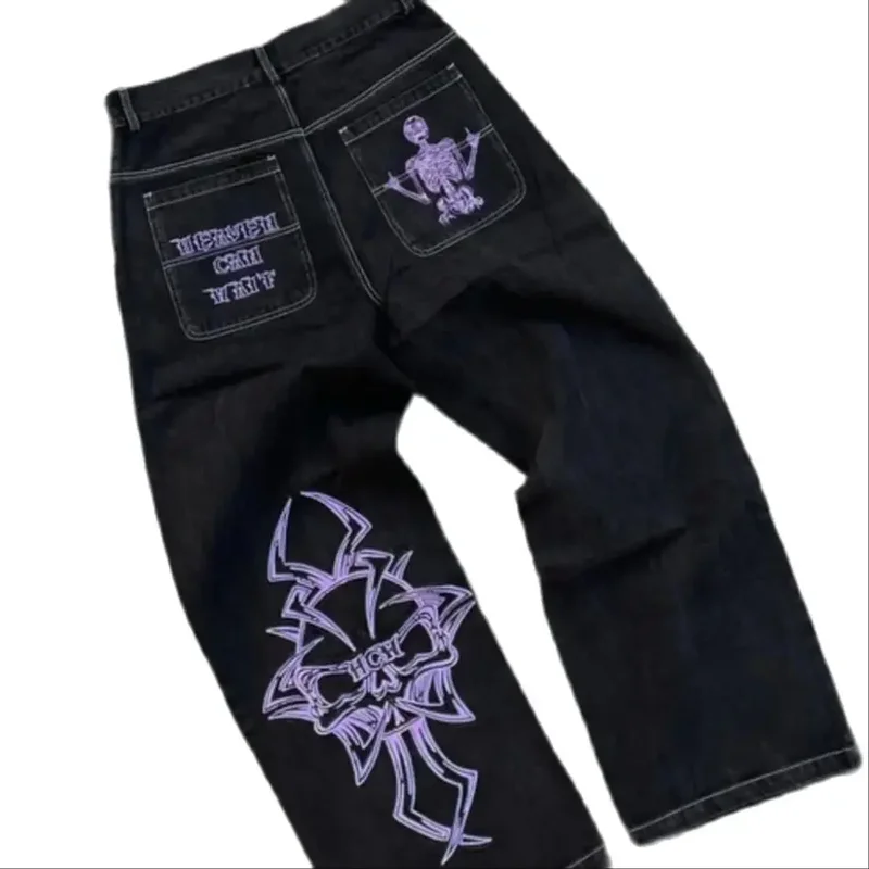 AliExpress - 2025 neue Drucke Jeans Männer Streetwear Baggy Breite Bein Jeans Koreanische Mode Vorhänge Gerade Beiläufige Lose Denim Cargo Hosen