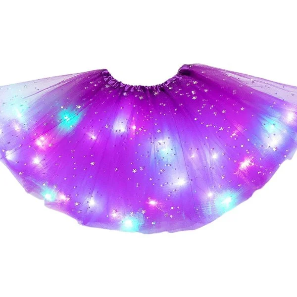 Tutu-kjole for jenter med LED-lys Barnekjole Klassisk Tutu-kjole i tyll (lilla) Lilla