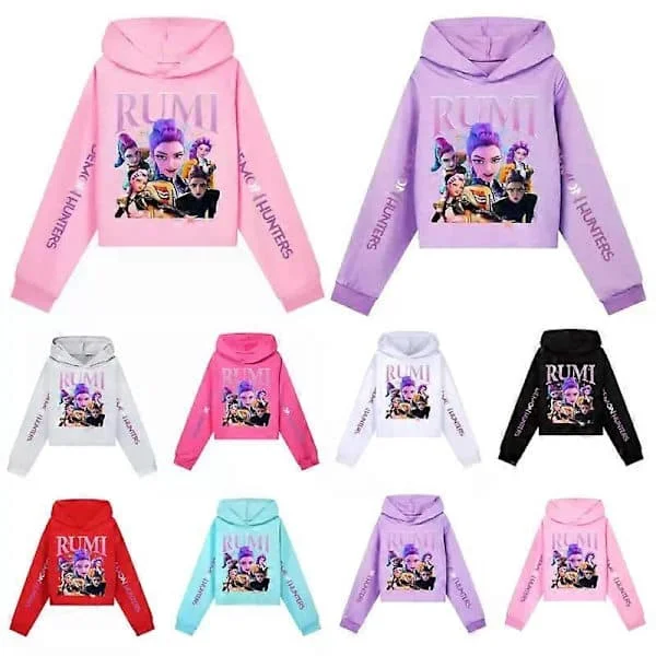 【NX】K-Pop HUNTRX Demon Hunters Grafisk Hoodie Kompatibel med Flickor - Lila Tröja 160CM lila