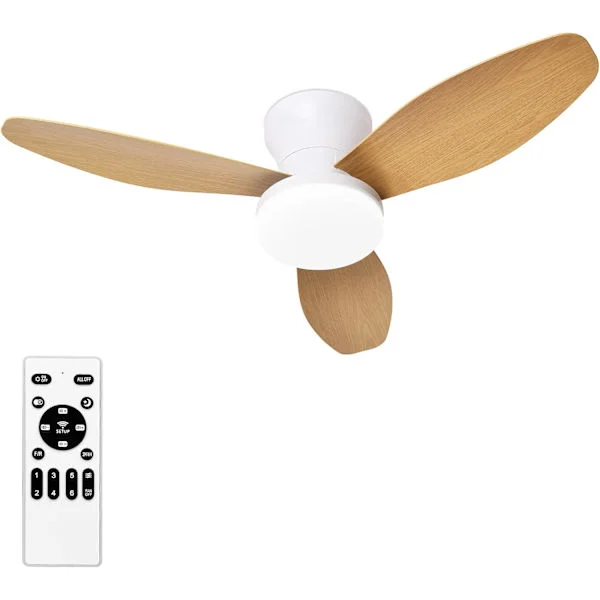 Takfläkt 65/88 cm med LED-lampa, tyst takfläkt med fjärrkontroll och justerbar färgtemperatur
