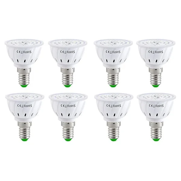 LED-kasvilamppu E14 - 60 lampun täyden spektrin kasvilamppua, kukille, hydroponisille siemenille, orgaanisille kasveille, 8 kpl:n setti