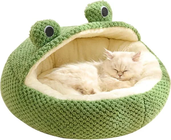Pet Bed Dog Bed Squishmallow Cat Bed Frog Cat Bed Long Plush Winter Autumn Thermal Cute Non-Slip Pet Bed Removable Cat Bed-FX-