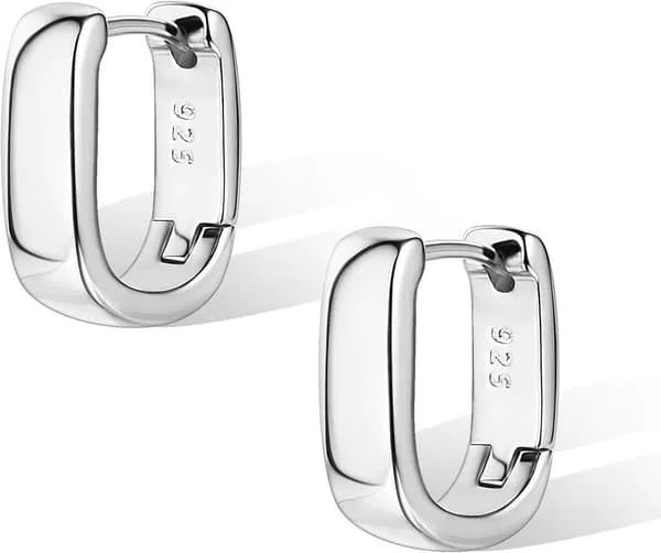 925 Sterling Silver Örhängen Små Kraftiga Silverörhängen för Kvinnor Trendiga Små Creoler Silver Hypoallergena Örhängen Små Tjocka Huggie
