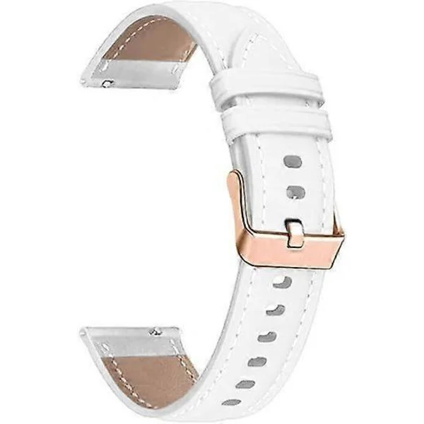 20 mm läderarmband för Garmin Vivomove Luxe/Trend/Style/Sport/HR/Vivomove 3 med armband för Venu SQ 2 Music Watch Strap, Ljusvit