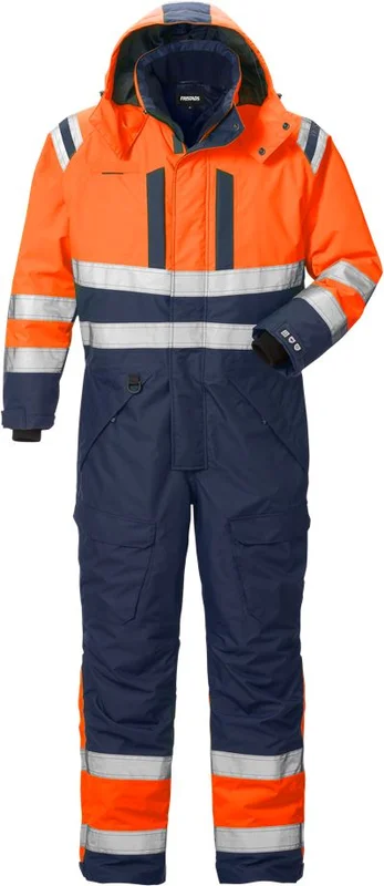 Fristads Herr Varsel Airtech Vinteroverall 8015 GTT, klass 3, Varsel Orange/Marinblå