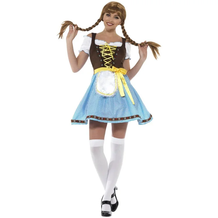 Olga Sexig Oktoberfest Klänning Blå & Vit M - Partyninja.se