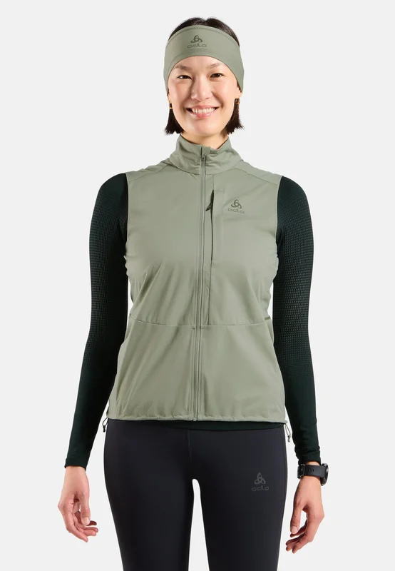 Odlo Veste sans manches de running Zeroweight Warm pour femme, L, vert