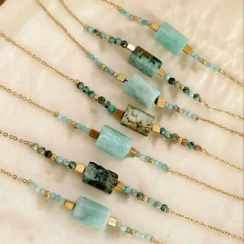 AliExpress - CCGOOD – Bracelet Turquoise naturel, perles d'amazonite AA, fermoirs plaqués or 18 carats, chaîne réglable Boho, bijoux, cadeau sûr pour 