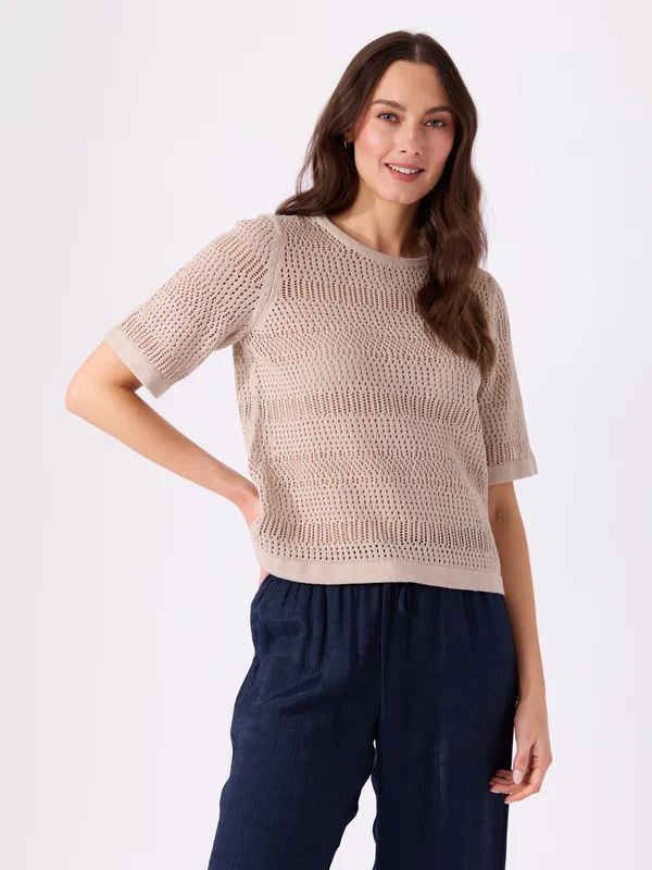 MATCH - Philippa genser - Va Vite - Str. L - Dame - Gensere & Cardigans - Beige - 76% bomull, 24% lin
