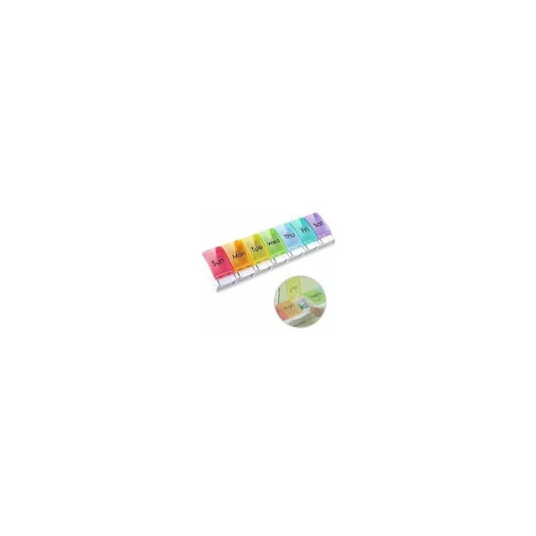 Ukentlig pilleboks, bærbar reise pilleboks i plast, fargerik pilleboks med store rom, egnet for eldre reise pilleboks