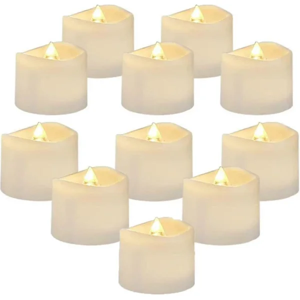 12-pack LED Värmeljus med Timer, Elektriska Flimrande Ljus, Flamfria, Automatiska 6 Timmar På (BT)