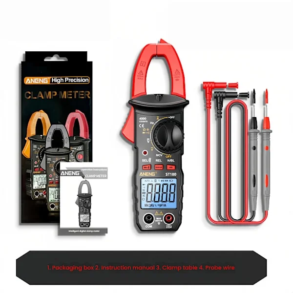 Digital klämmätare multimeter testare, mäter AC ström, spänning, kapacitans, resistans, diod, på/av frekvens bakgrundsbelysning verktyg