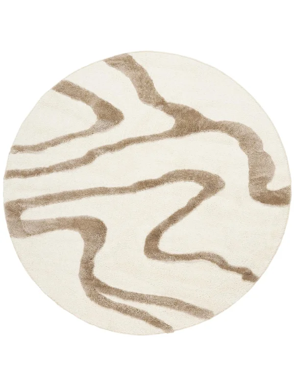 Hoogpolig Vloerkleed Groot Ginori - Gebroken Wit/Beige Ø 240 In Rustieke Stijl
