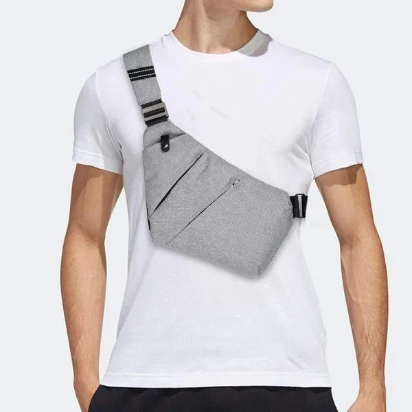Multi-Pocket Shoulder Bag, Sling Crossbody Bag, Mini Shoulder Bags, Men's Small Bag, Anti-Theft Bag for Men (Grey)