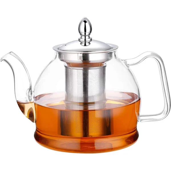 1200 ml Glass Teapot with Removable Infuser, Stovetop Safe Teapot, Blooming and Loose Leaf Tea Maker Set