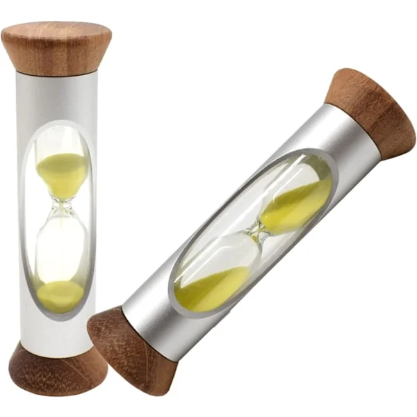 2 stk timeglass 3 minutter tre timeglass timer anti-fall tannpuss barn for hjem kjøkken spill dekorasjon gaver/
