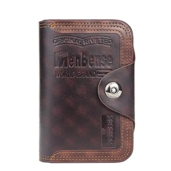 Plånbok för män magnetiskt spänne clutch väska herr plånbok läderfack England stil plånbok herr brun