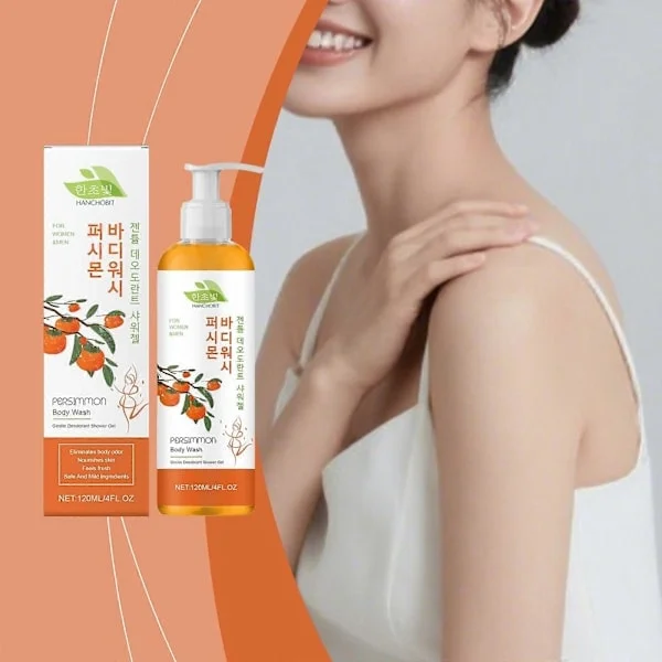 Persimmon Body Wash for Body Odor - Natural Deodorant Soap for Strong Odor, Armpits, Feet - 2 pcs
